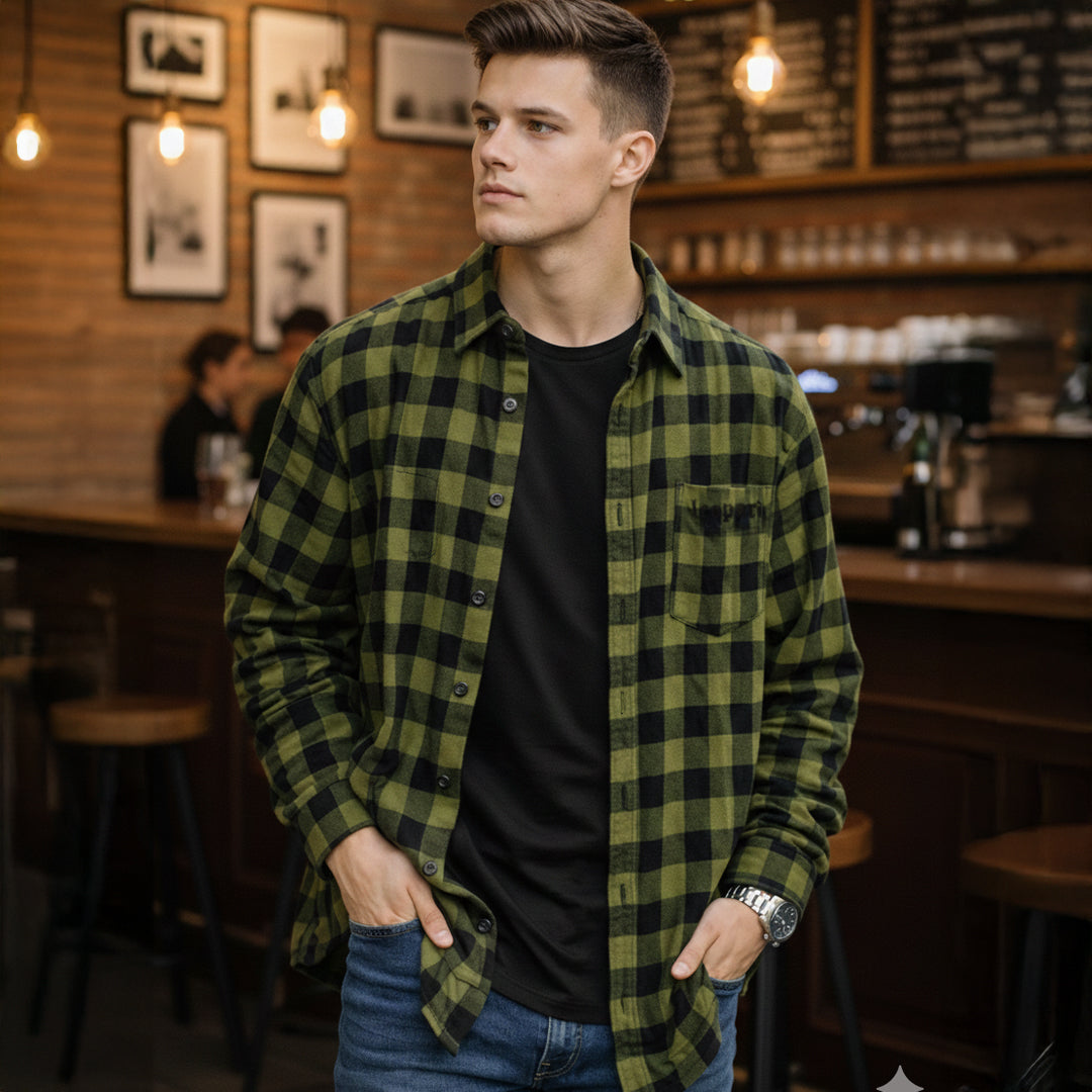 Oversized Flannel Shirt Green / Navy