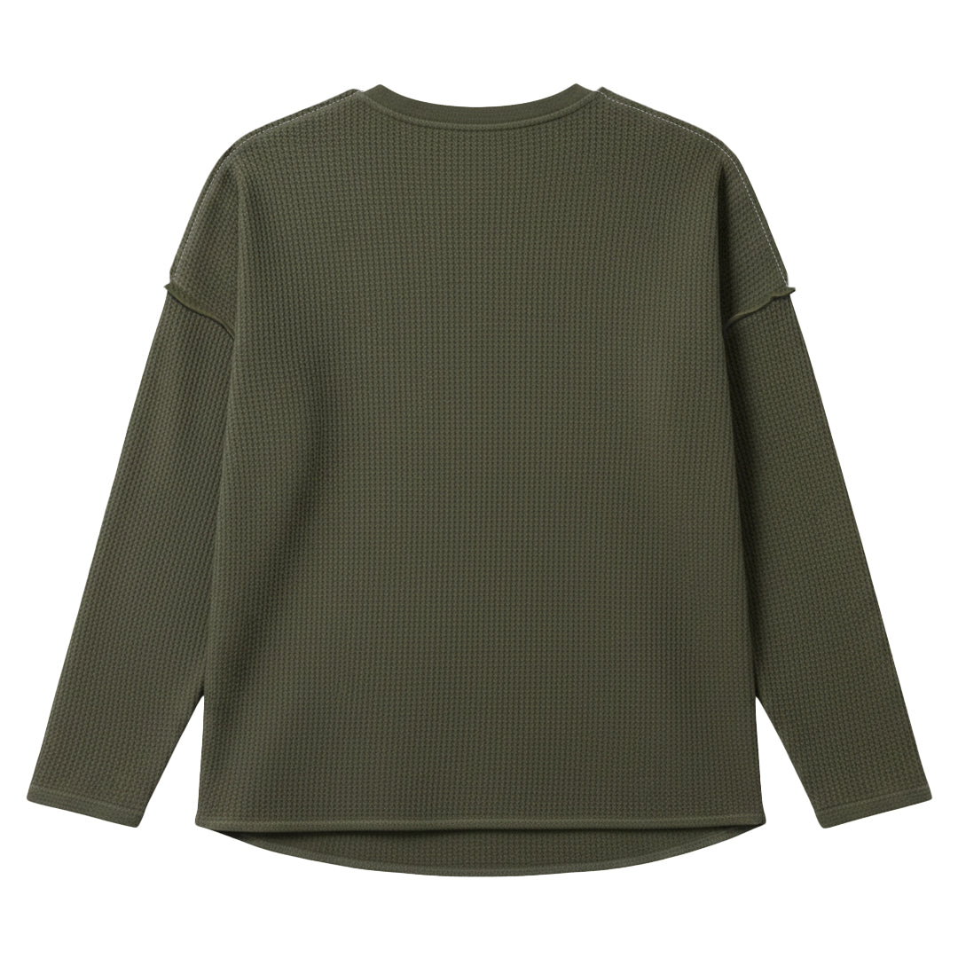 Playera Thermal Waffle Longsleeve Olive Green
