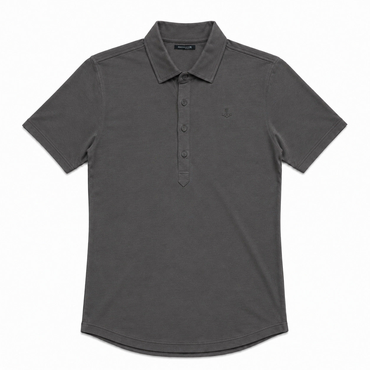 Sateen Luxe Polo Shirt Long Sleeve Light Gray