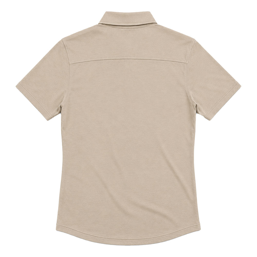 Sateen Luxe Polo Shirt Long Sleeve Light Gray