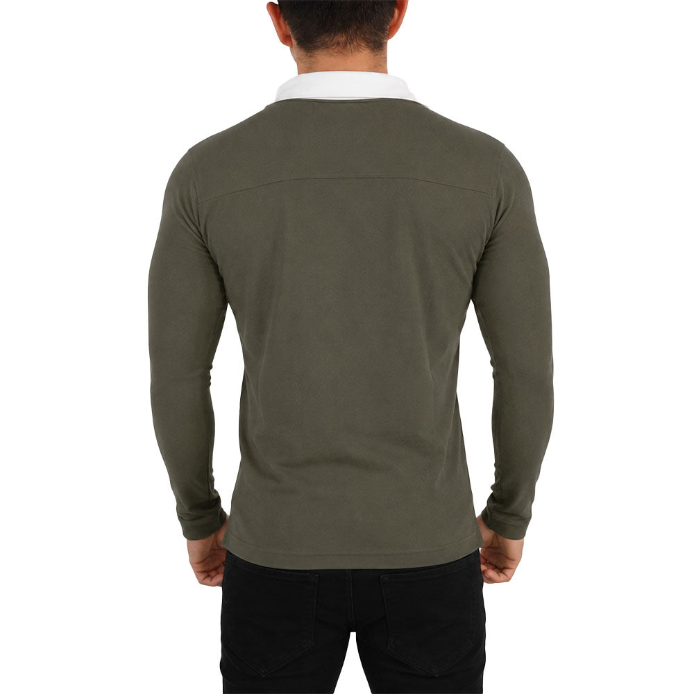 Sateen Luxe Polo Shirt Long Sleeve Light Gray