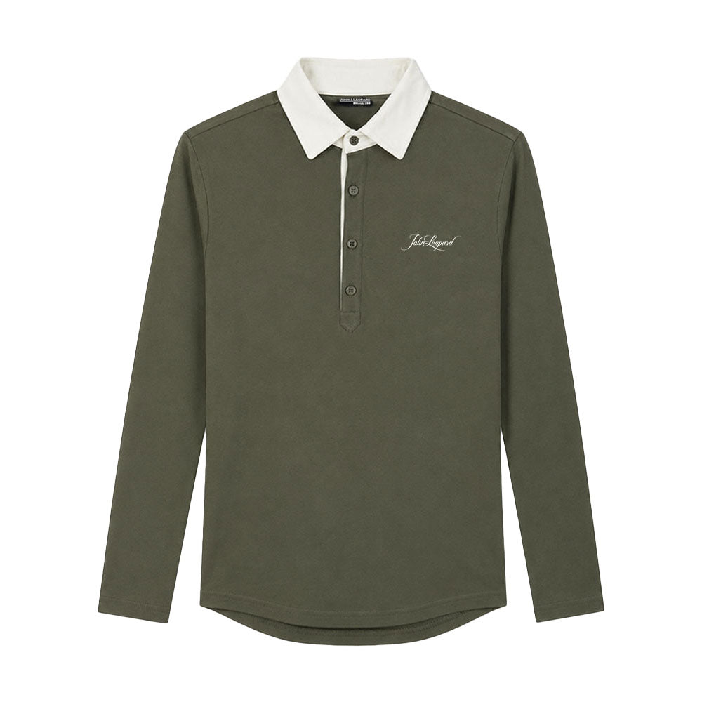 Sateen Luxe Polo Shirt Long Sleeve Light Gray