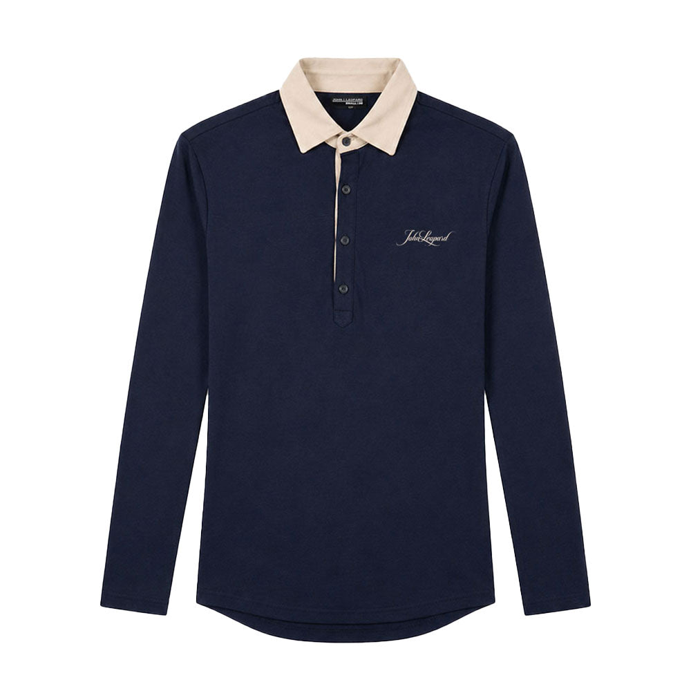 Sateen Luxe Polo Shirt Long Sleeve Light Gray