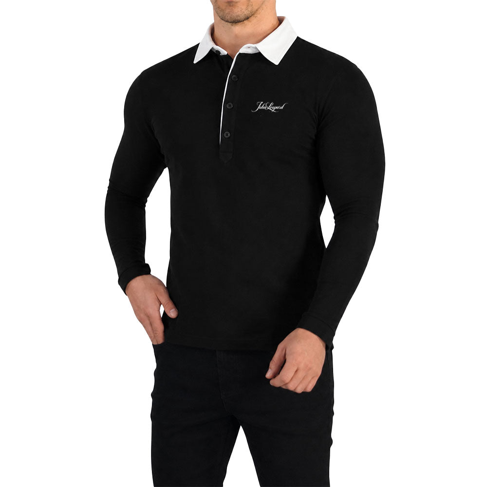 Sateen Luxe Polo Shirt Long Sleeve Light Gray