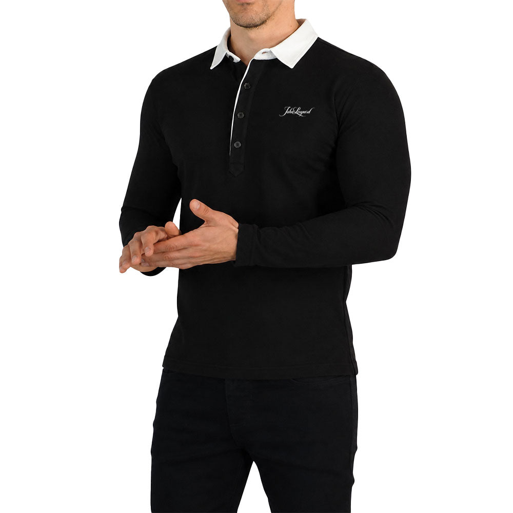 Sateen Luxe Polo Shirt Long Sleeve Light Gray