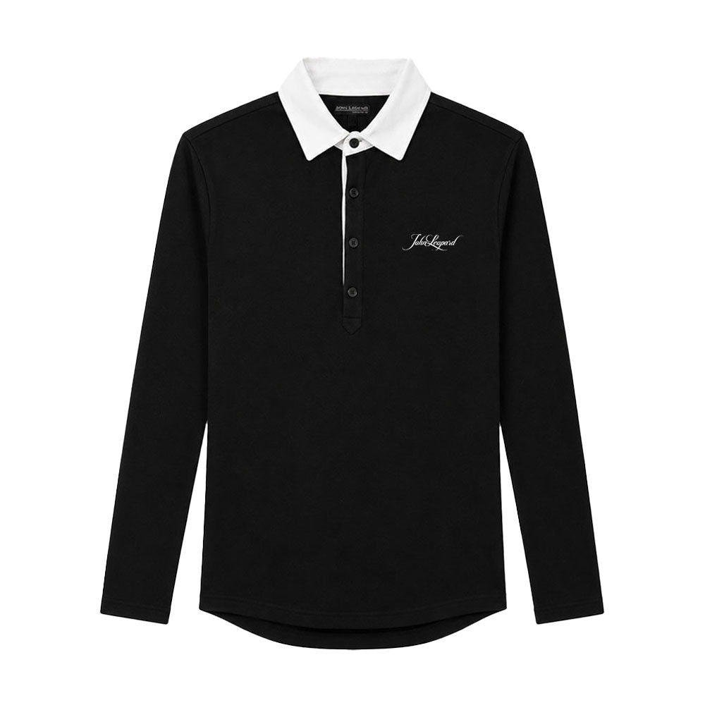 Sateen Luxe Polo Shirt Long Sleeve Light Gray