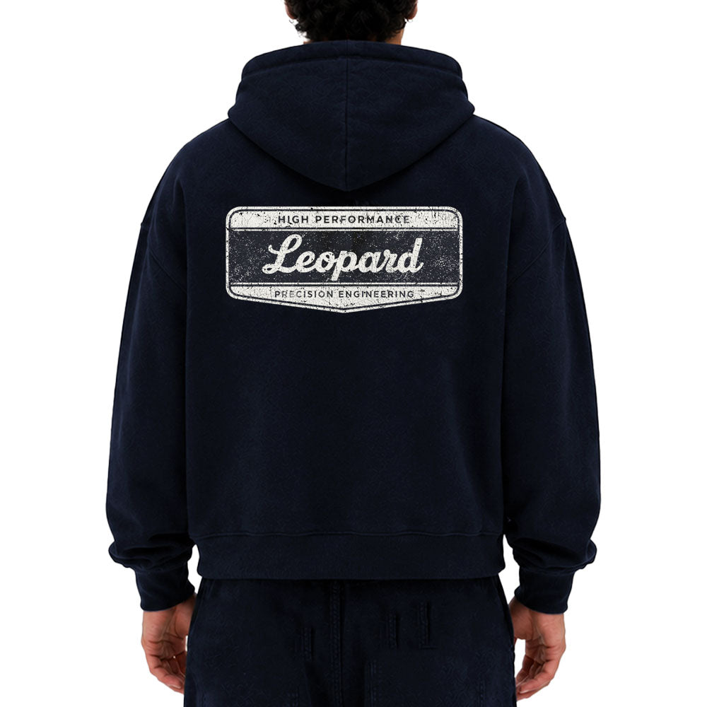 Fleece Zip Up High Performance Hoodie Navy Boxy