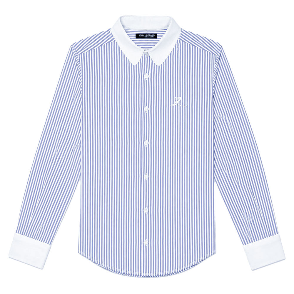 Camisa Slim Heritage Club Collar Shirt Light Blue Stripes