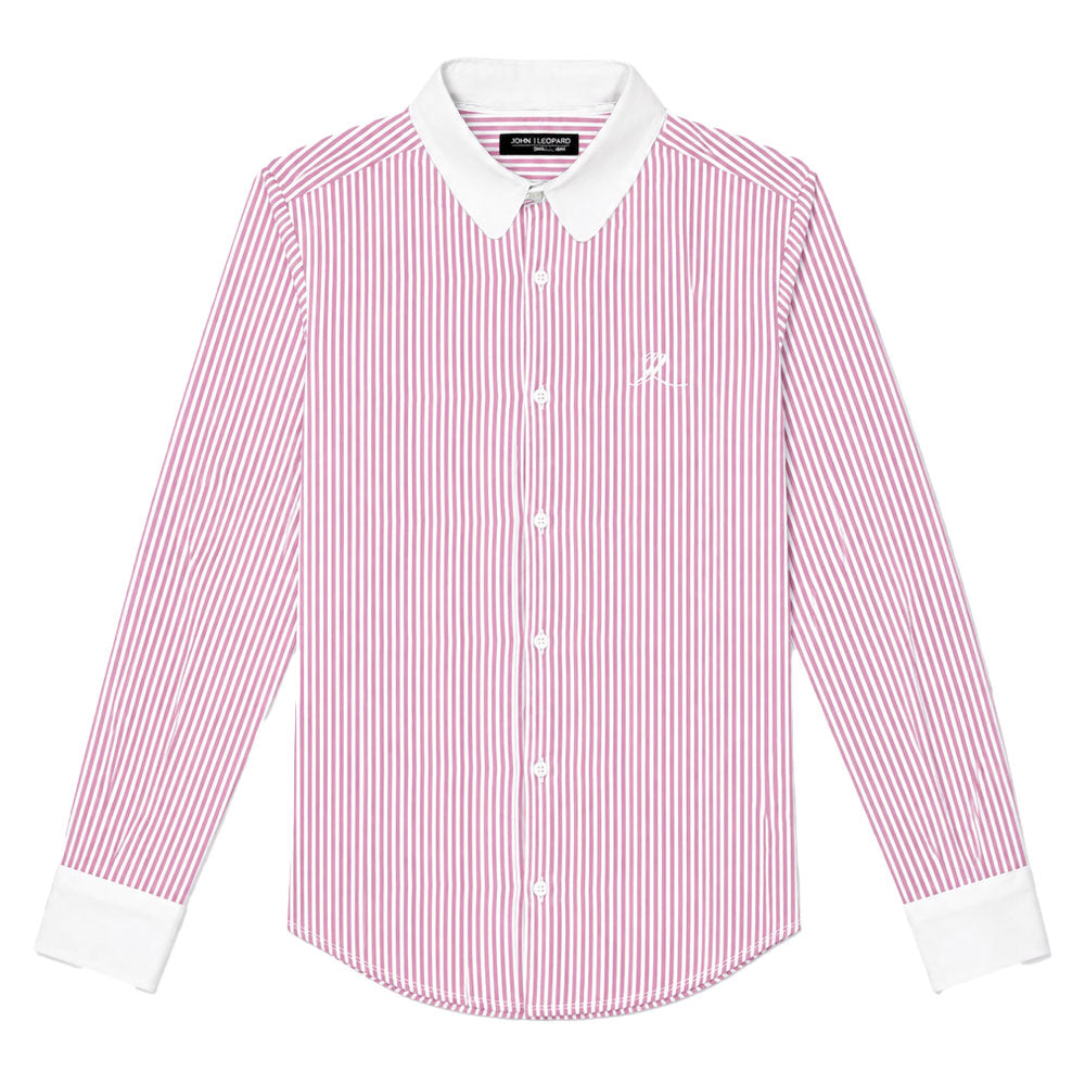 Camisa Slim Heritage Club Collar Shirt Pink Stripes