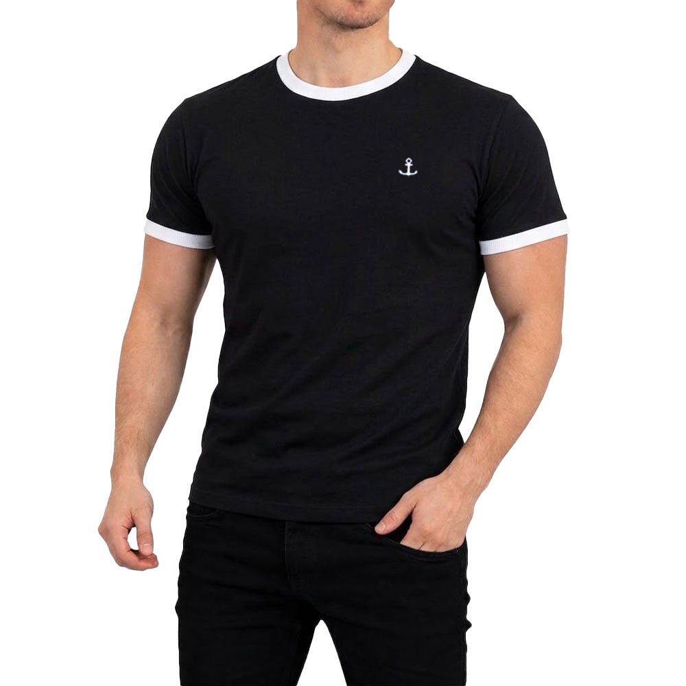 Playera Anchor Logo Ringer Contrast Black