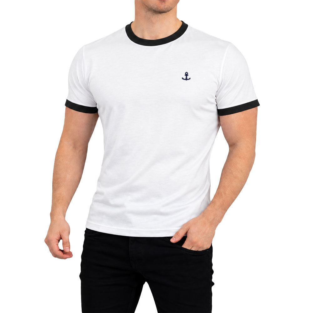 Playera Anchor Logo Ringer Contrast White