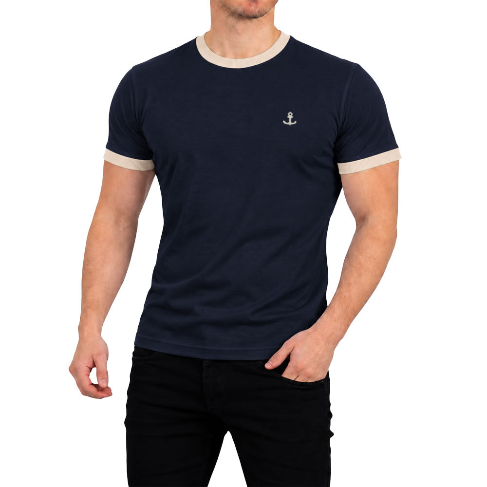 Playera Anchor Logo Ringer Contrast Navy