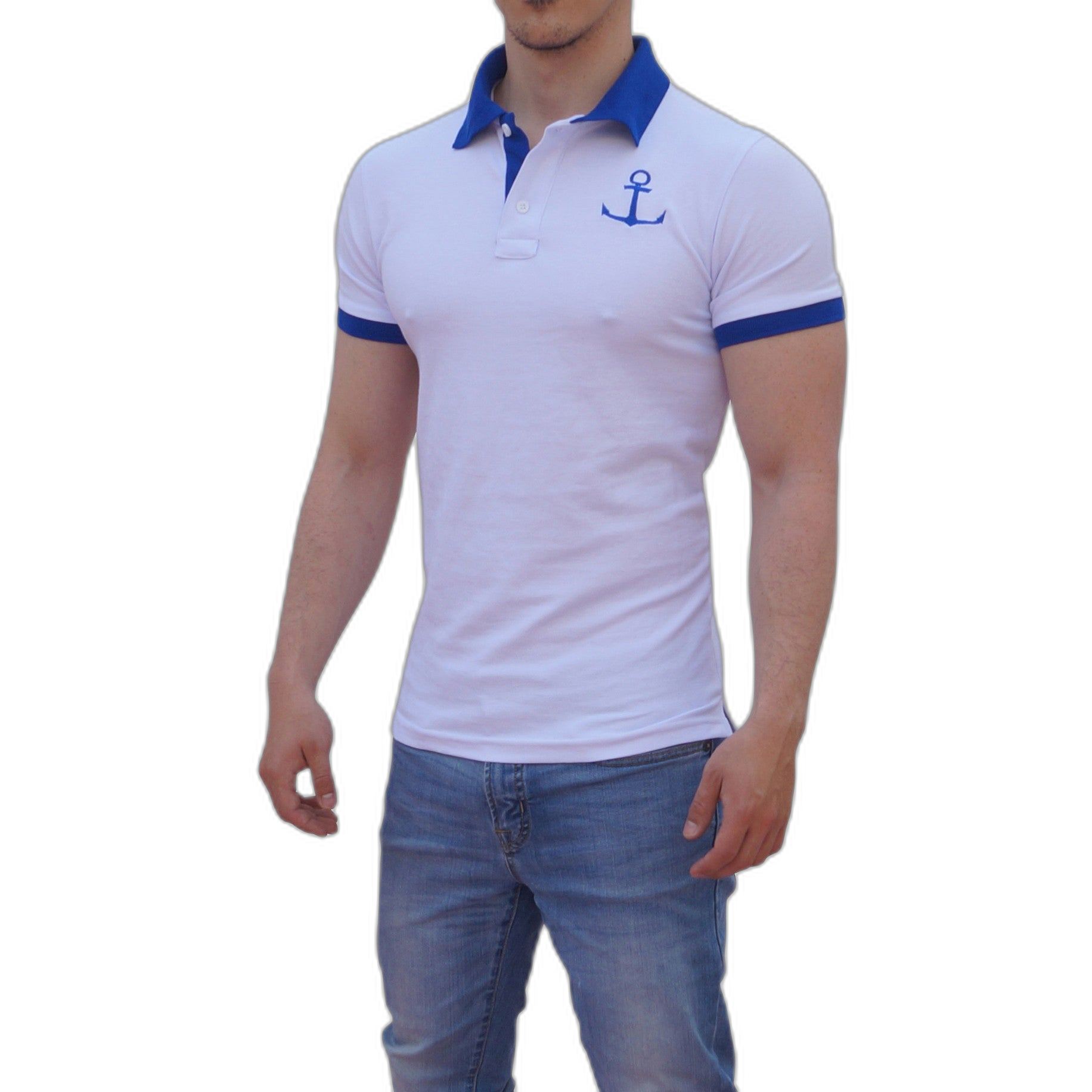 Polo Blanco Mangas Blanco Logo Rey