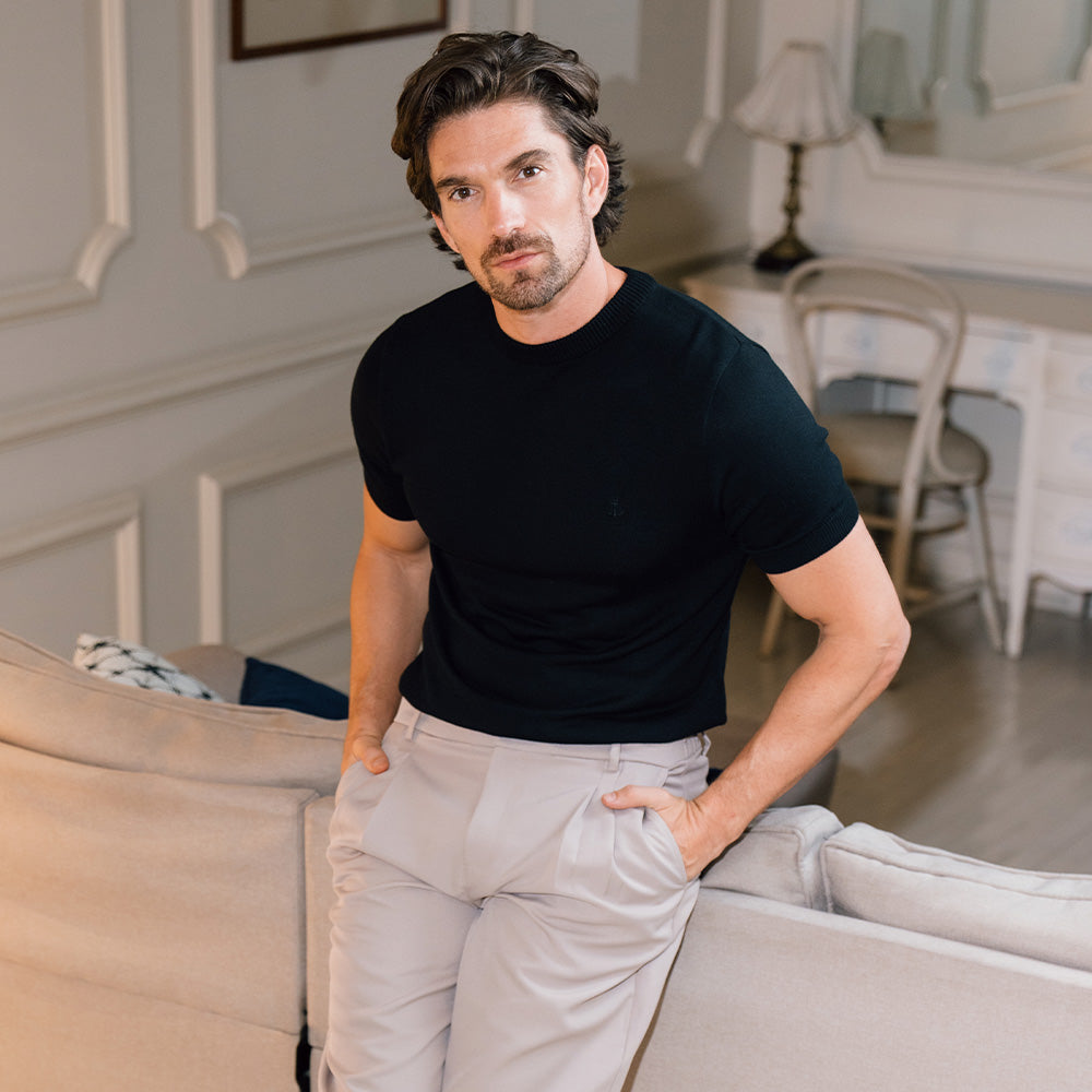 Zipped Short Sleeve Polo Full Black