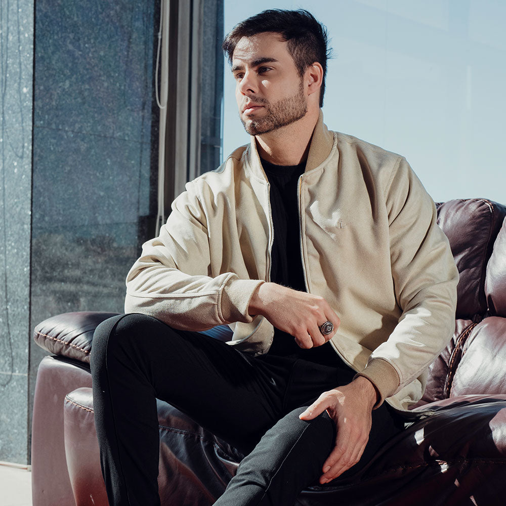 Suede Bomber Jacket Sand