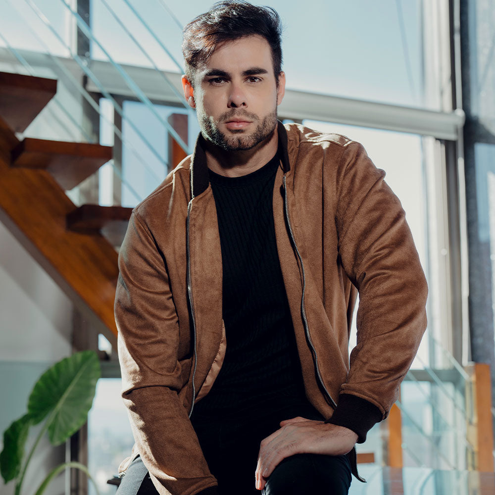 Suede Bomber Jacket Brown