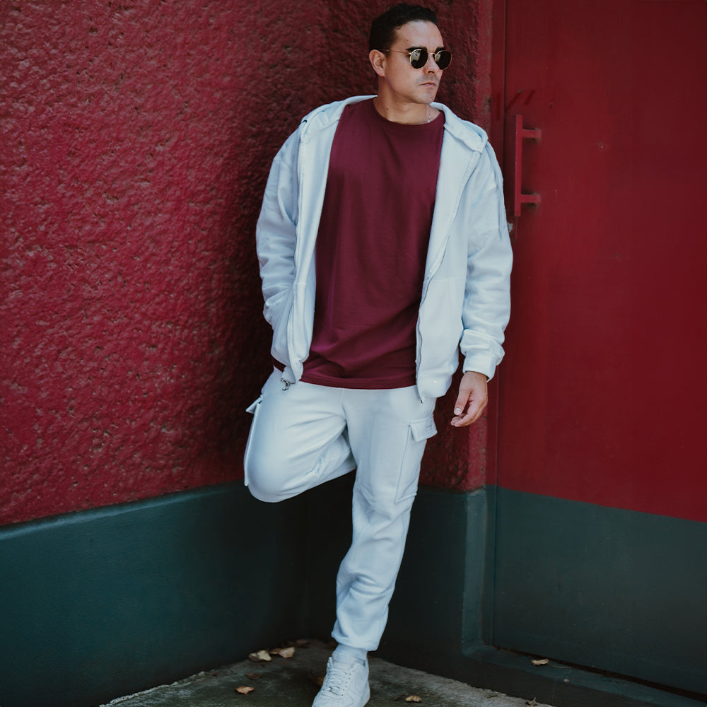 Fleece Zip Up Hoodie White