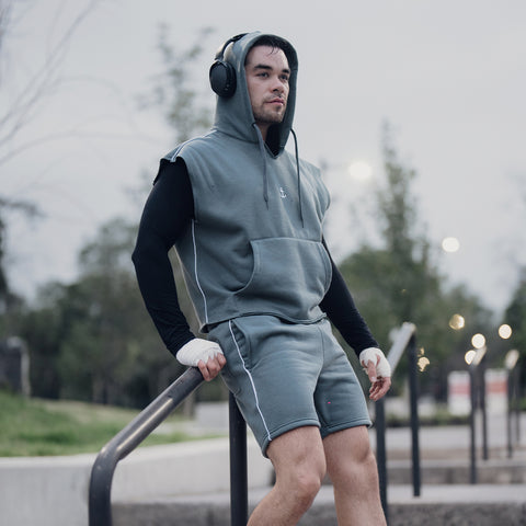 Cropped Hoodie Sleeveless Heavyweight Champ Clear Gray