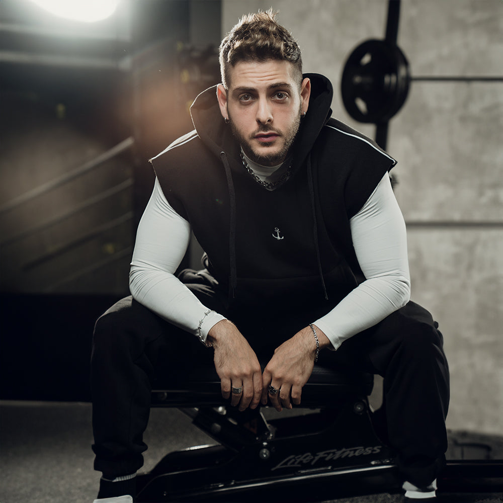 Cropped Hoodie Sleeveless Heavyweight Champ Black