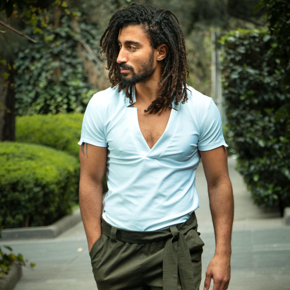 V Neck Beach Deep V Neck White T-shirt