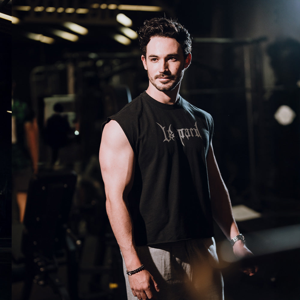 Playera Sleeveless Boxy | Oversized Fit Dark Series Leopard Pigment Black