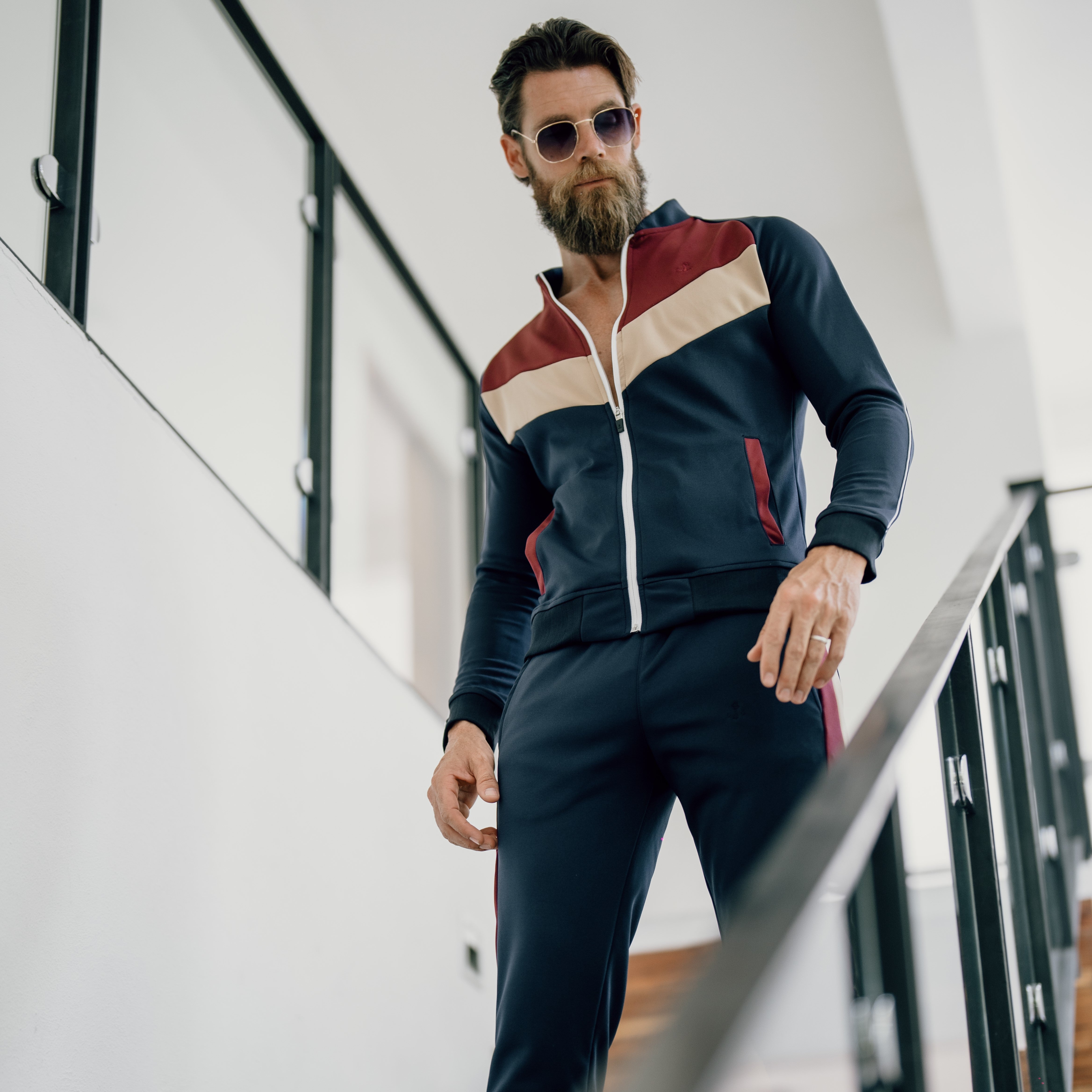 Montecarlo Tracksuit Navy Burgundy Sand