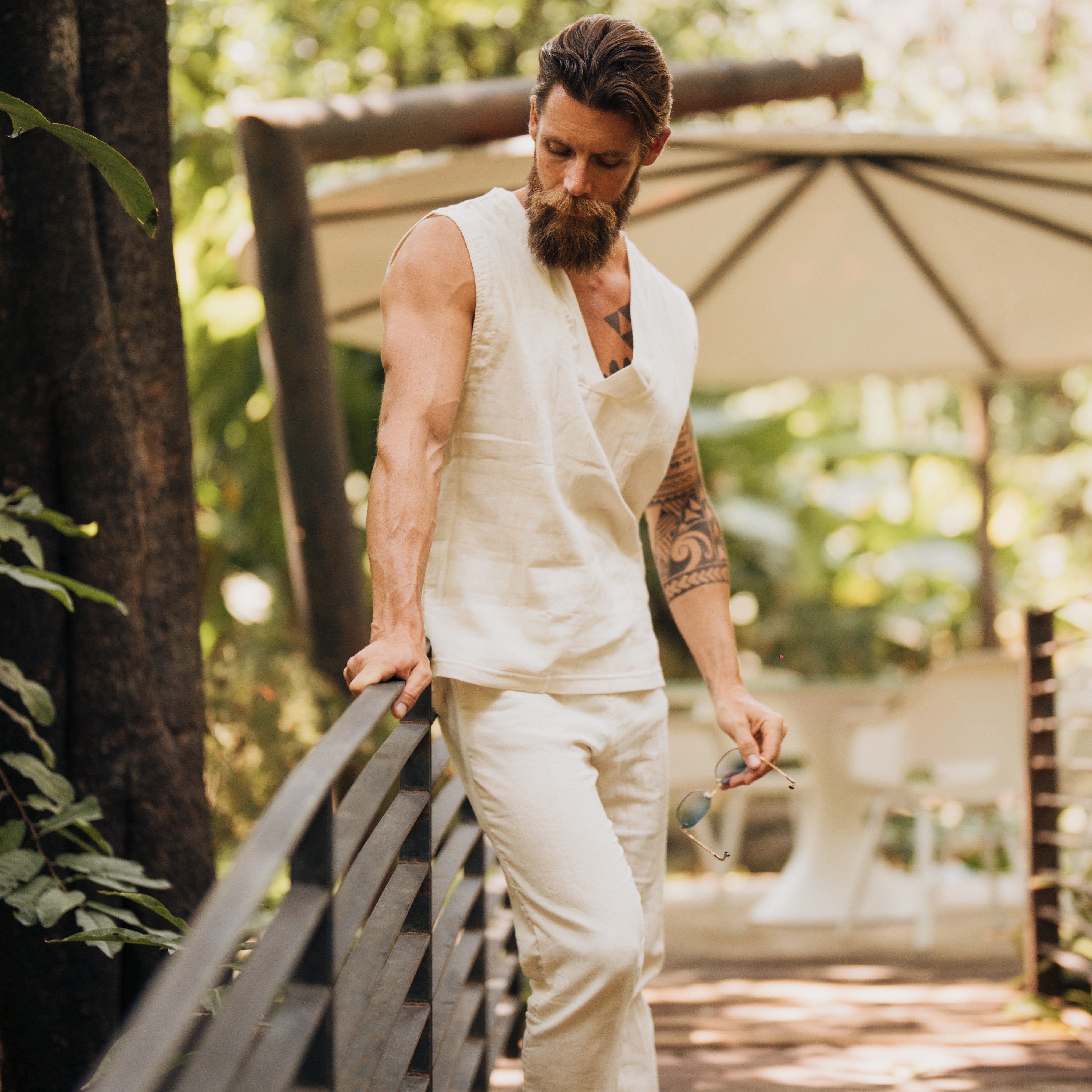 Moon Prayer Cotton Tank Raw White