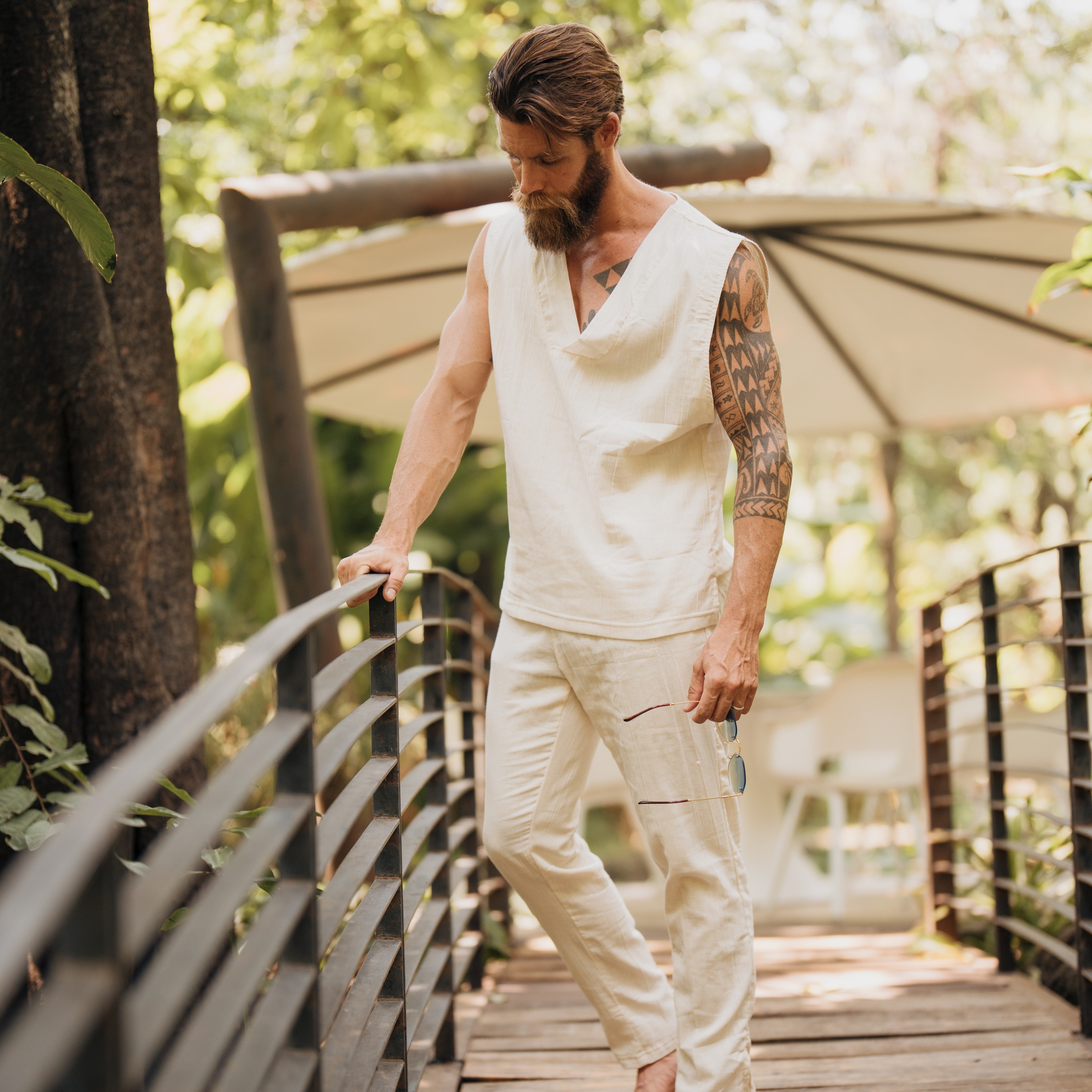 Moon Prayer Cotton Tank Raw White