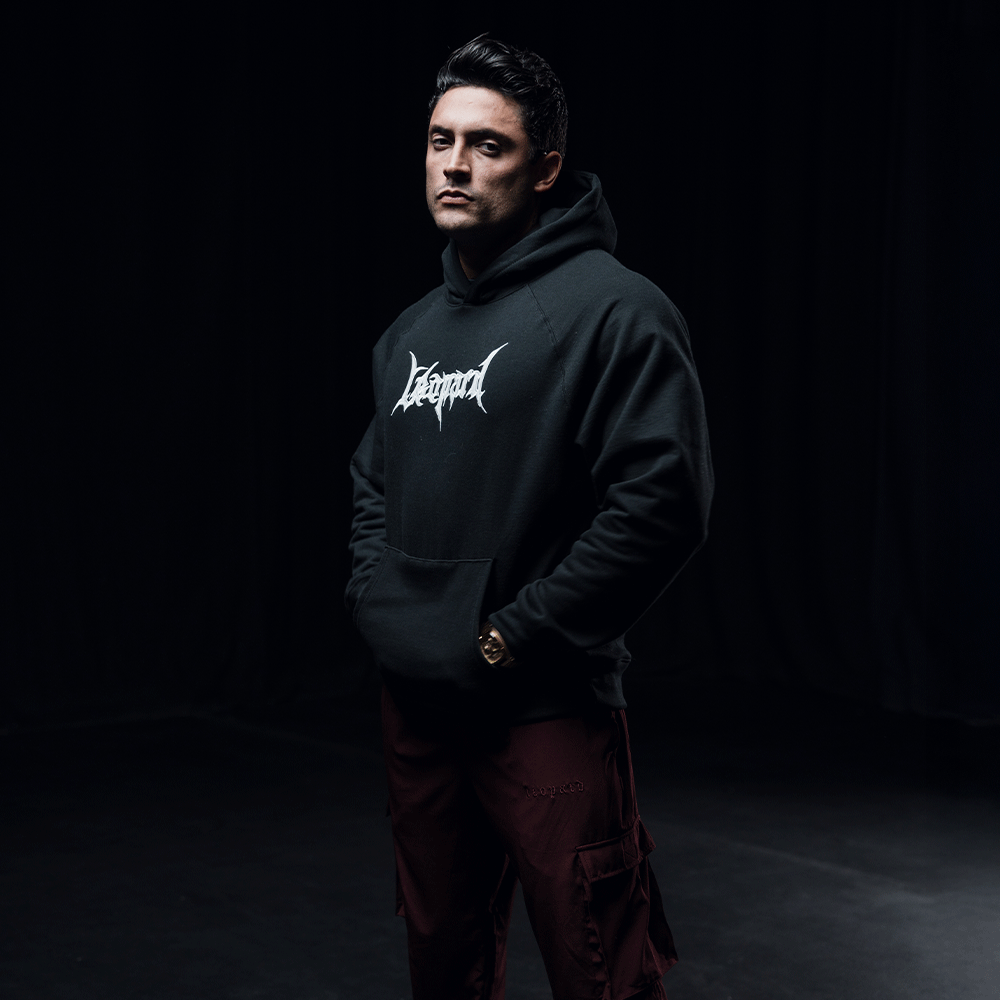 Hoodie Oversized Dark Series Distresed Logo Black