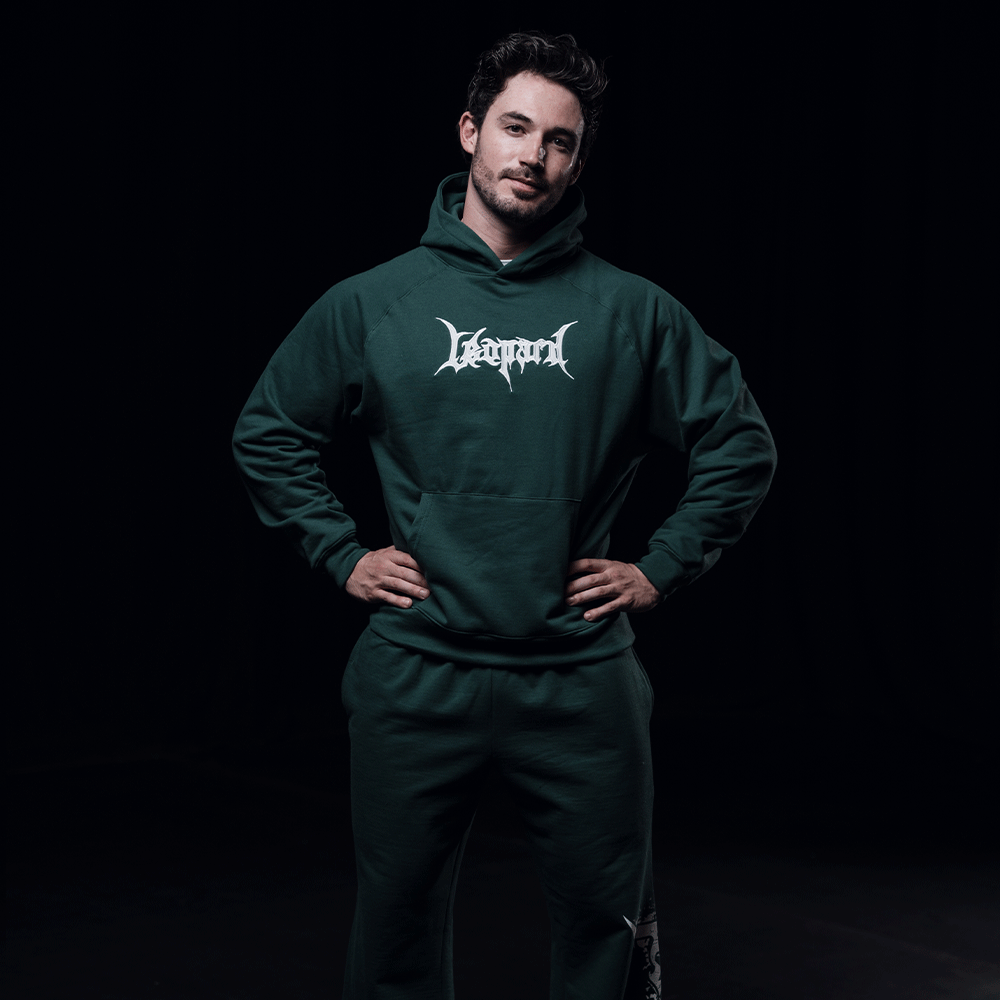 Hoodie Oversized Dark Series Distresed Logo Dark Green