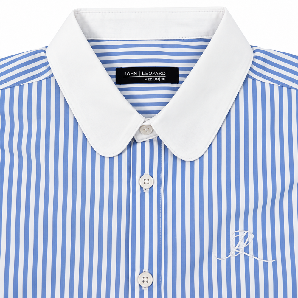 Camisa Slim Heritage Club Collar Shirt Light Blue Stripes