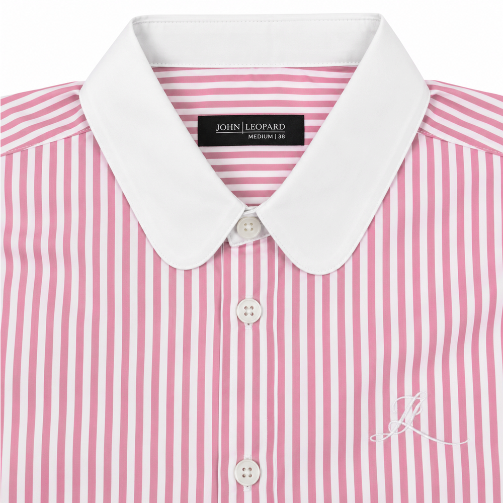 Camisa Slim Heritage Club Collar Shirt Pink Stripes