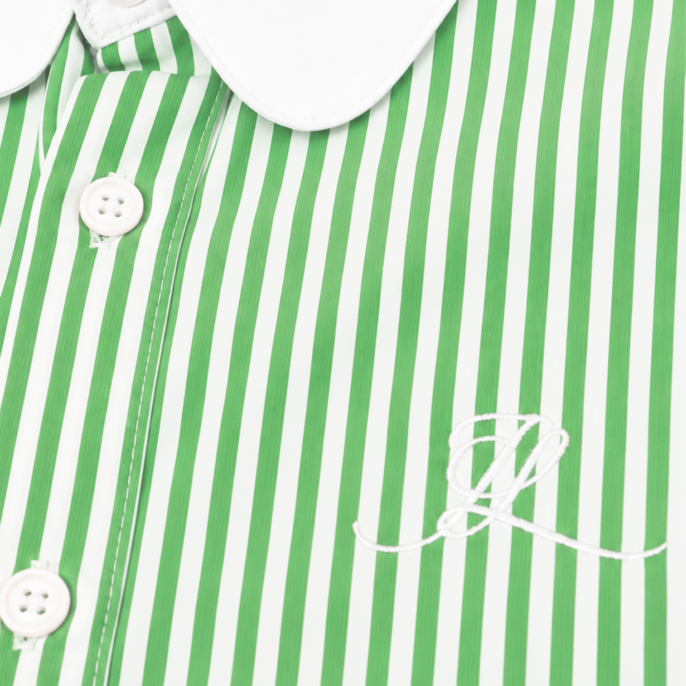 Camisa Slim Heritage Club Collar Shirt Green Stripes