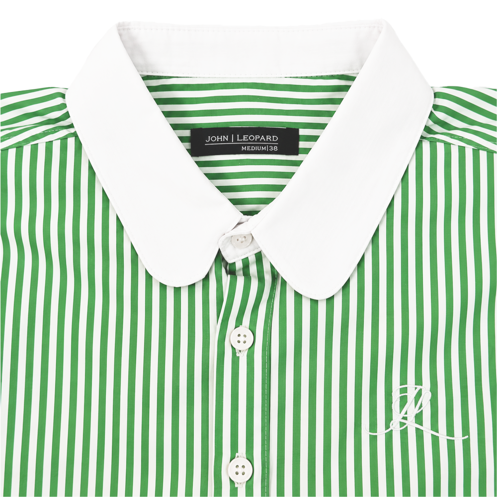 Camisa Slim Heritage Club Collar Shirt Green Stripes