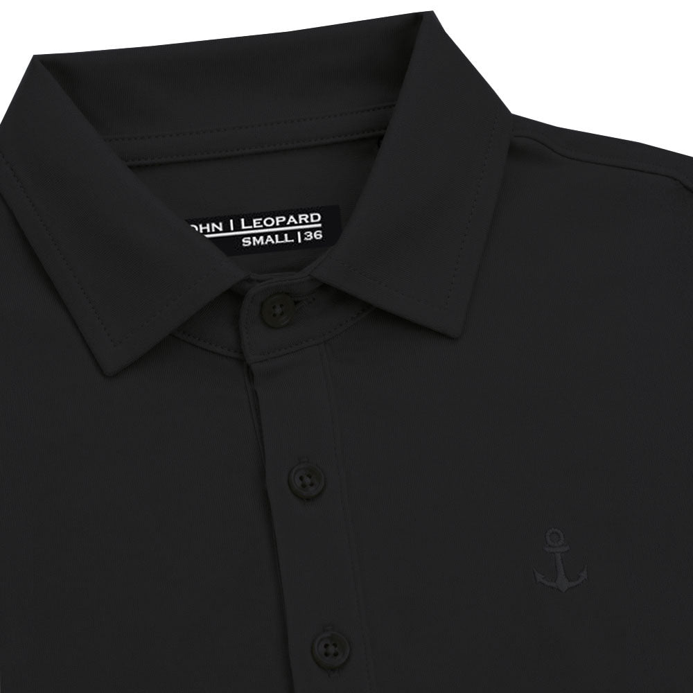 Sateen Luxe Polo Shirt Long Sleeve Light Gray