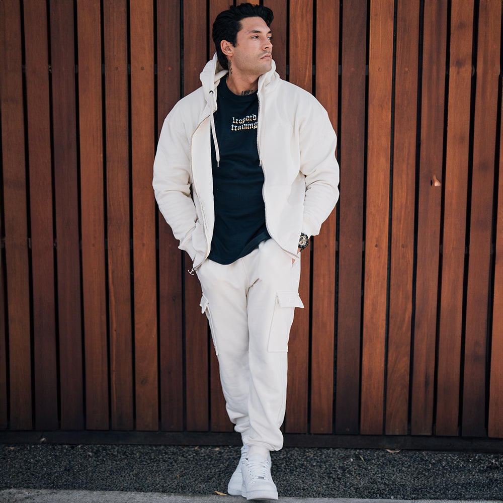 Fleece Zip Up Hoodie Sand