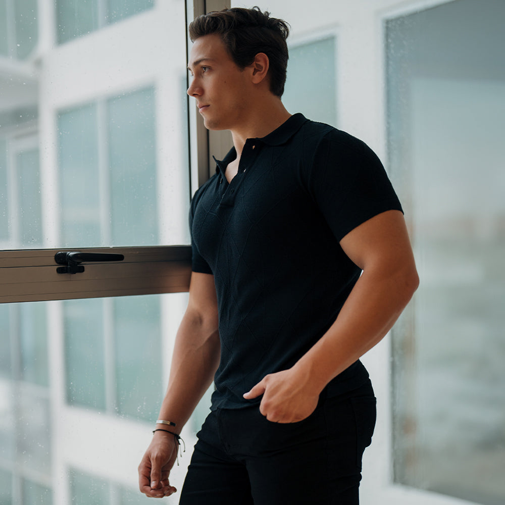 Knitted Golf Club Polo Black