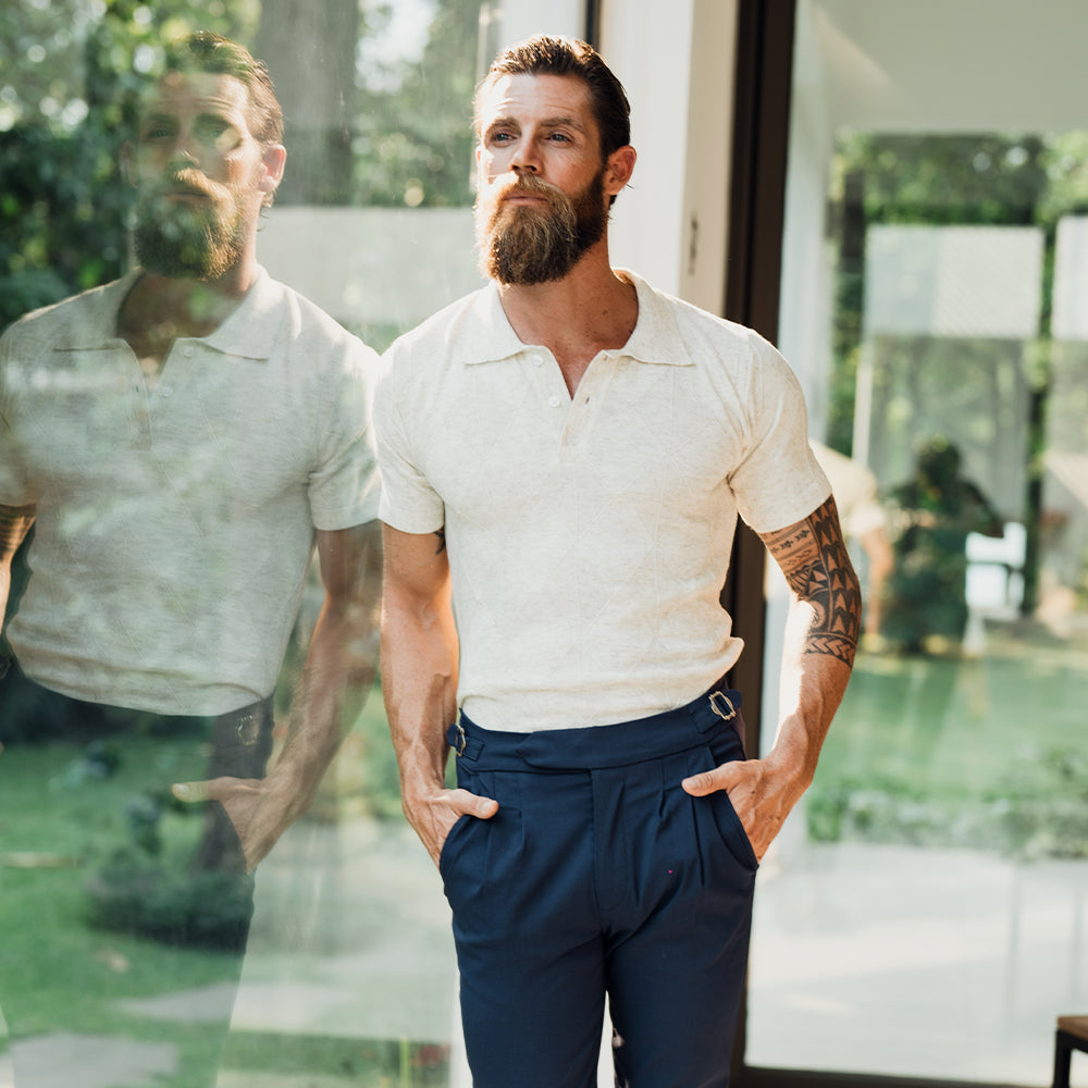 Knitted Golf Club Polo Oatmeal