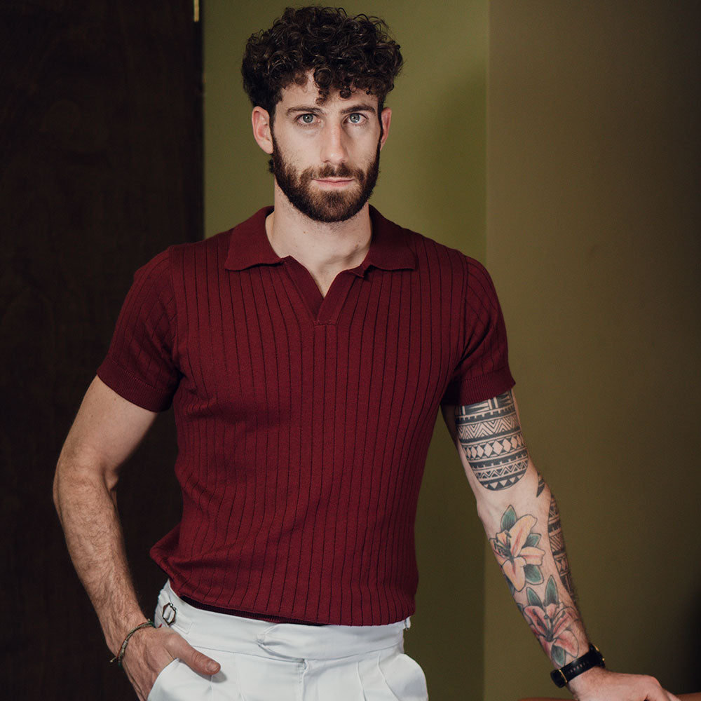Hollywood Knitted Polo Red Wine