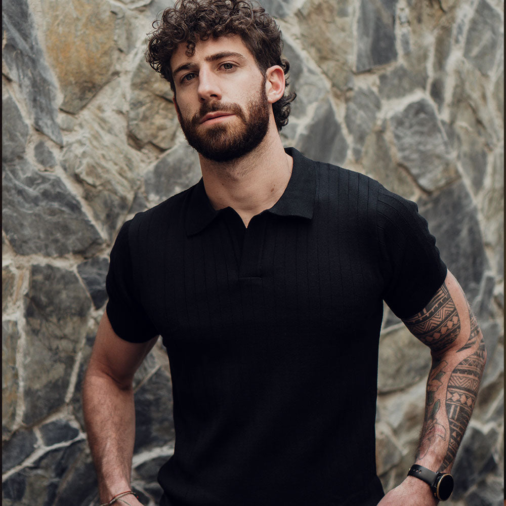 Hollywood Knitted Polo Black
