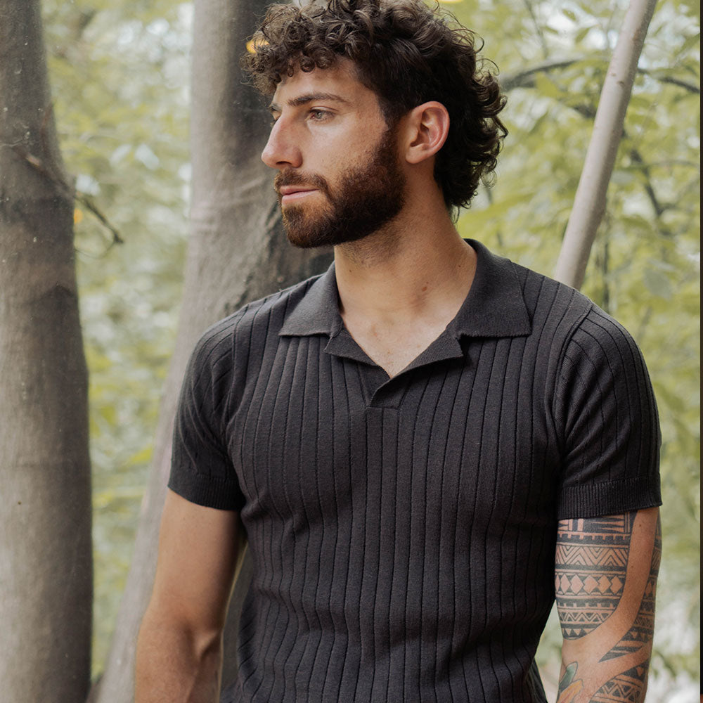 Hollywood Knitted Polo Steelgray