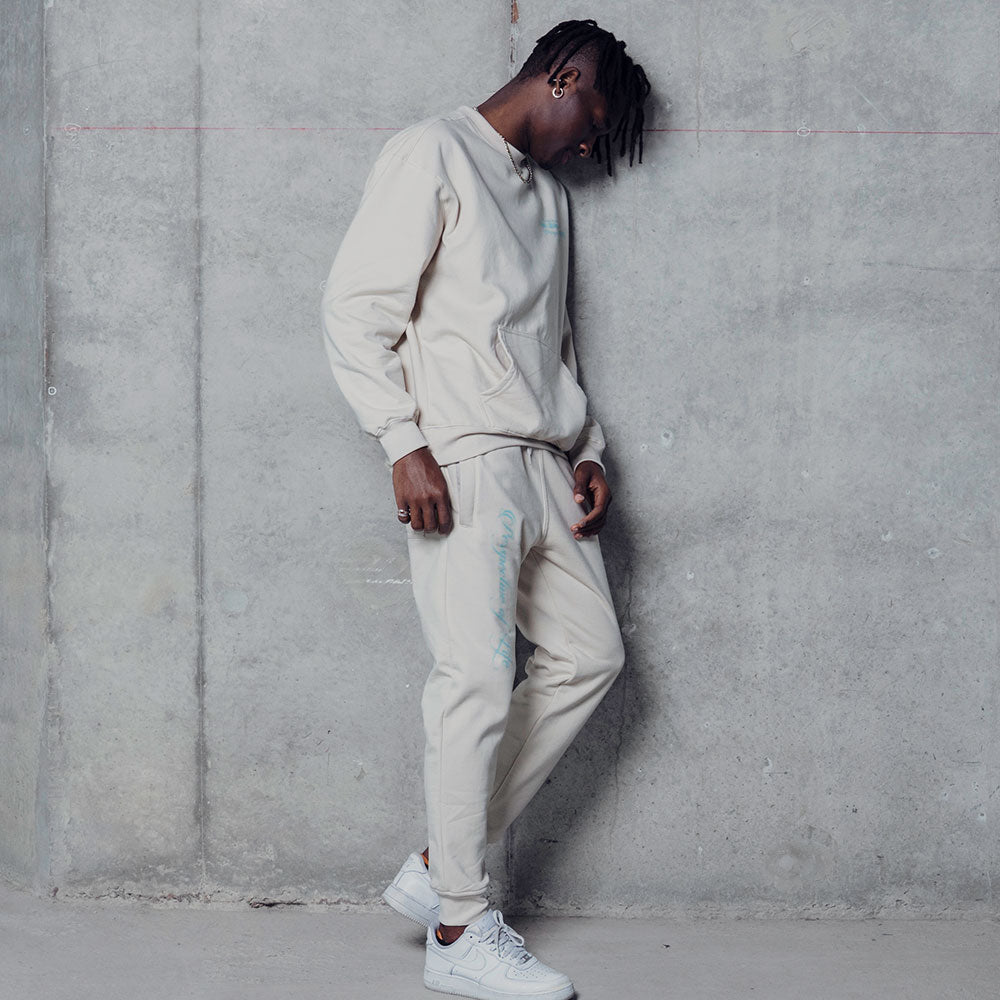 Fleece Jogger Sand Perspective Logo