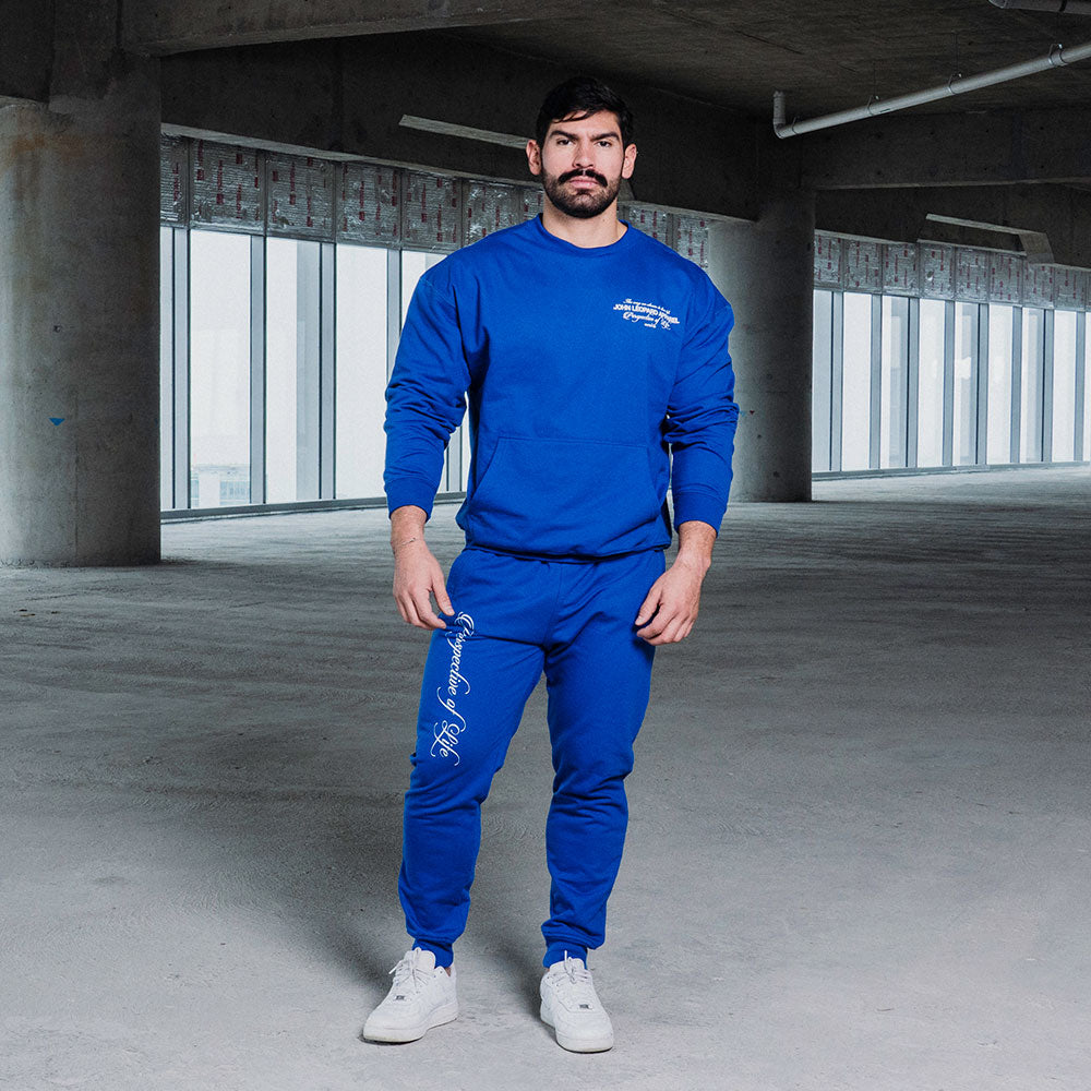 Fleece Jogger Royal Blue Perspective Logo White