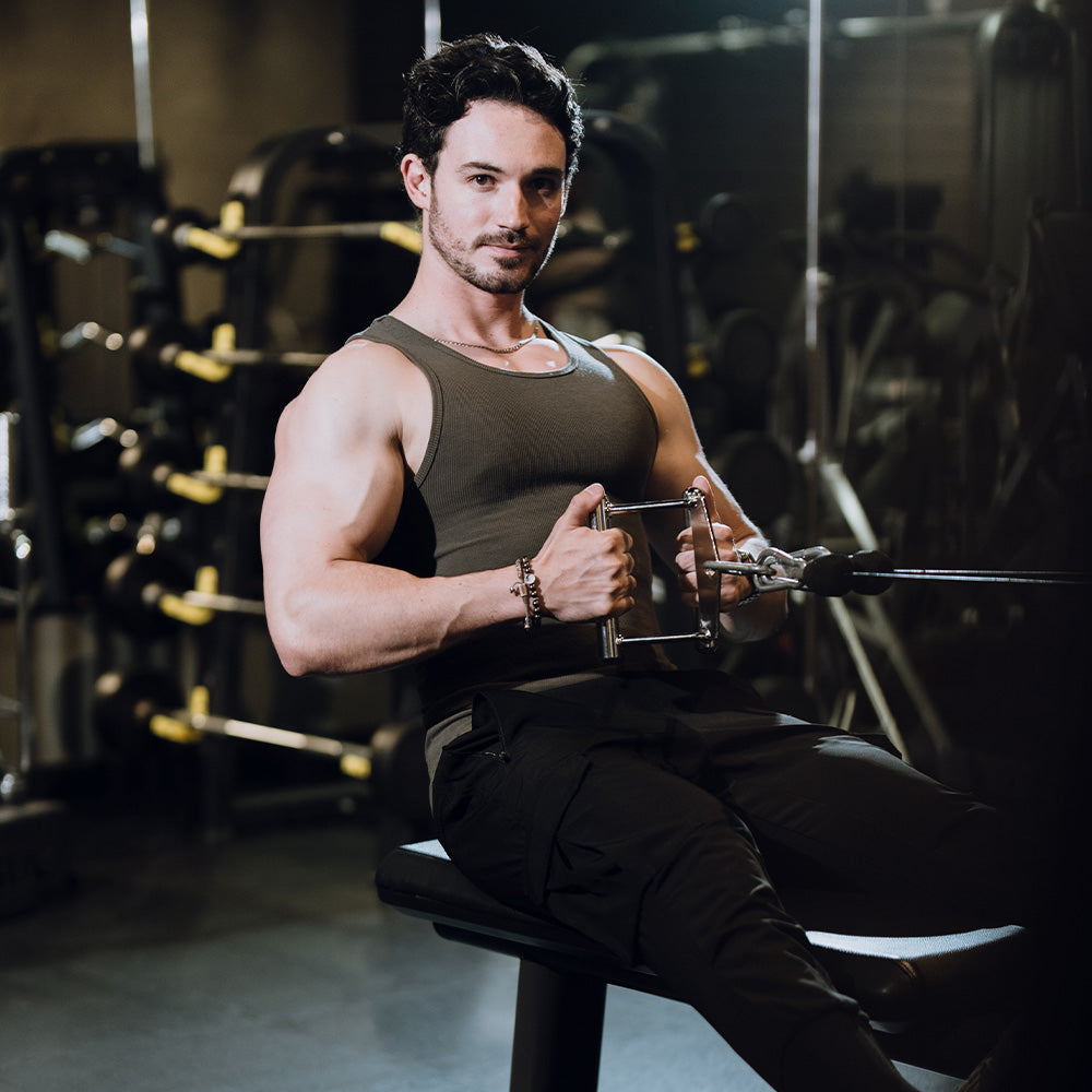 Muscle Ribbed Tank Olive