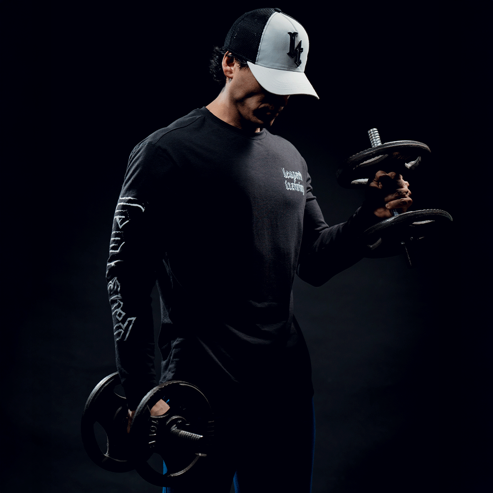 Playera Oversized Manga Larga Power Logo Black