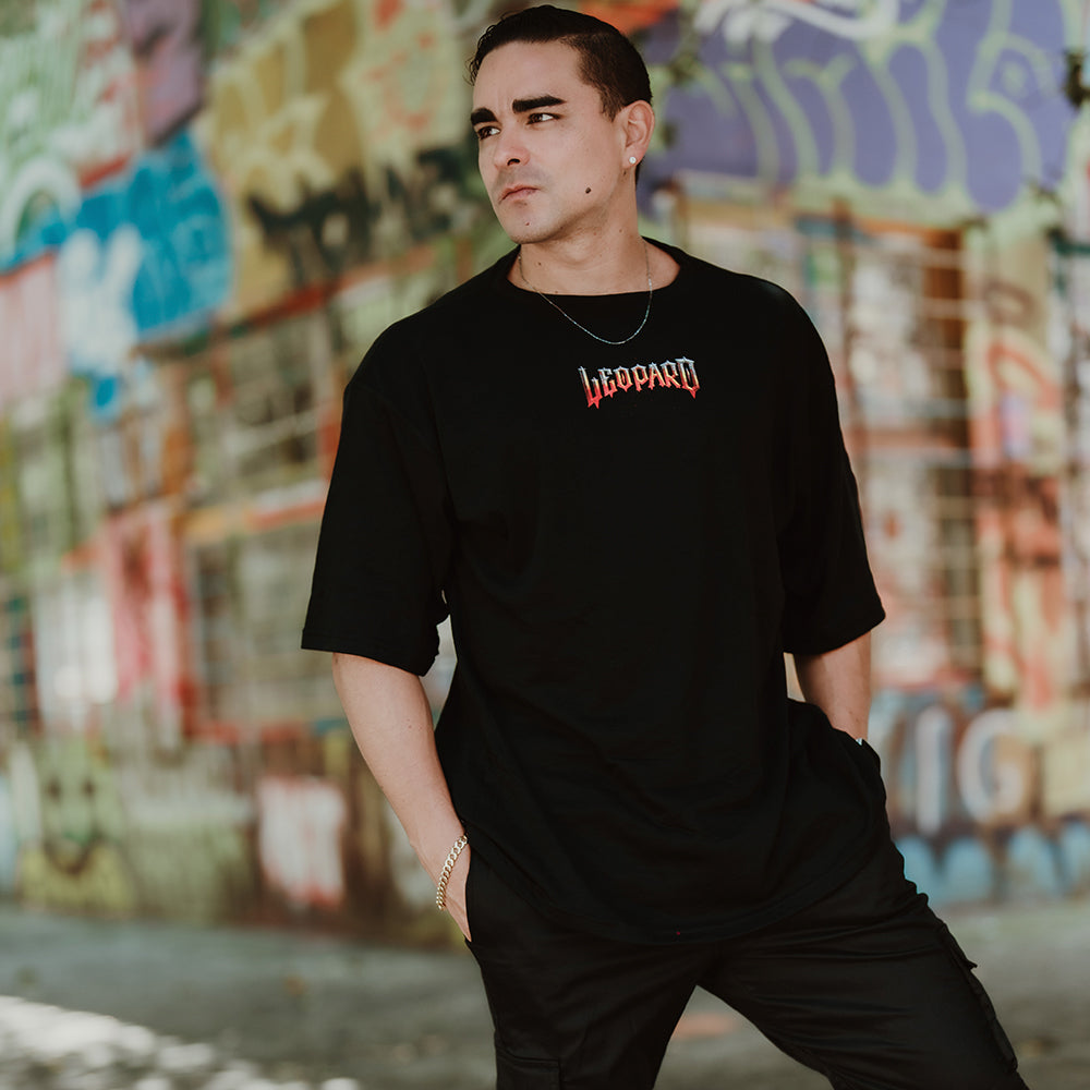Playera Oversized Doom Metal Logo Black