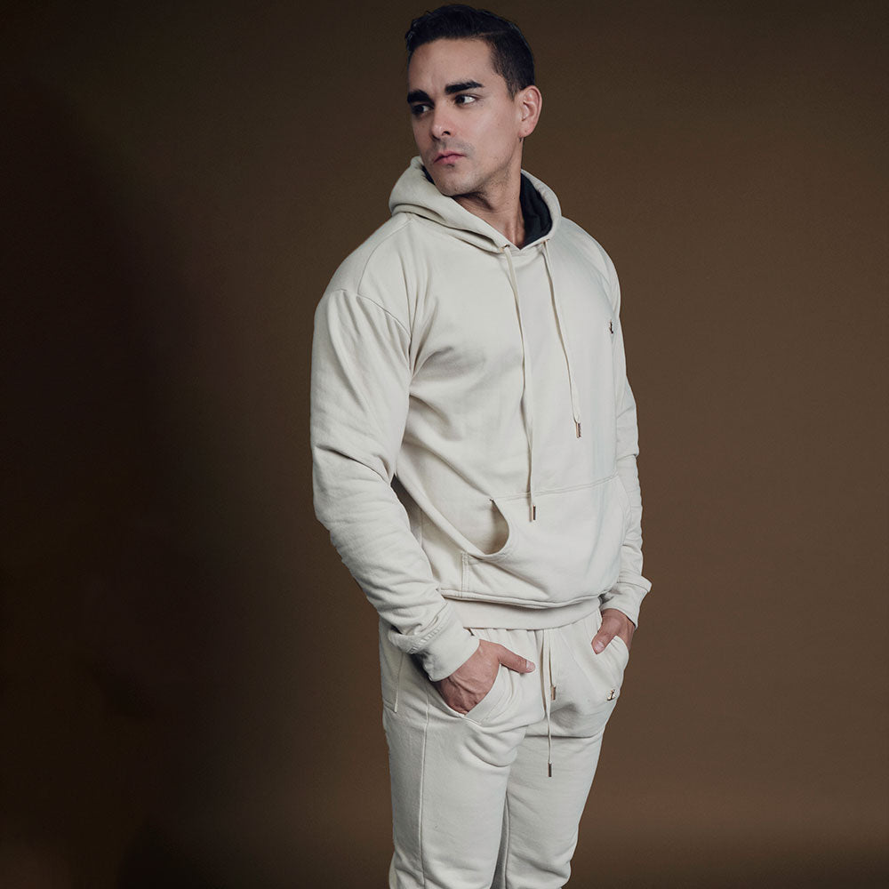 Fleece Tracksuit Beige & Gold Metal Emblem