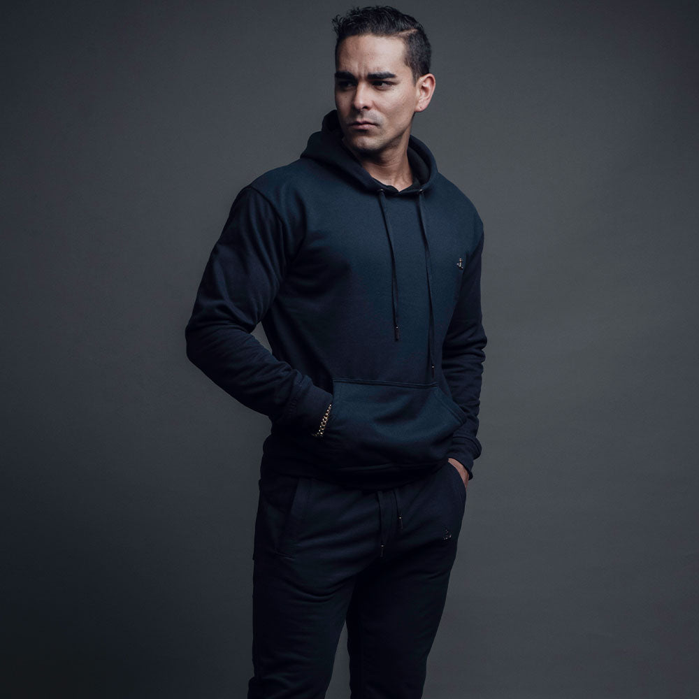 Fleece Tracksuit Navy & Gold Metal Emblem