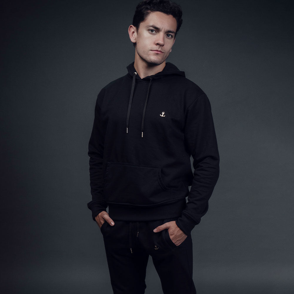 Fleece Tracksuit Black & Gold Metal Emblem