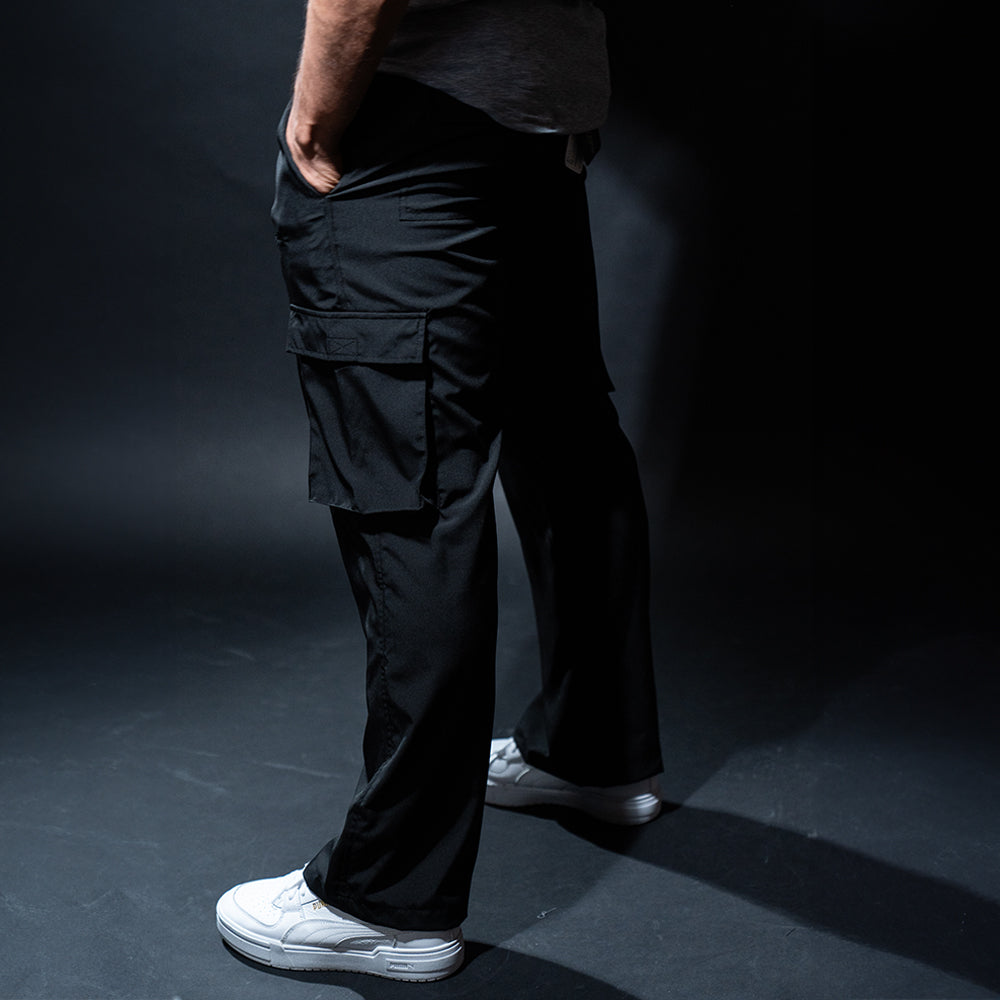 Parachute Cargo Track Pants Trouser Black